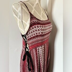 TRIPLE FIVE SOUL Lace-Up Sides Bohemian Tribal Maxi Dress - Large
